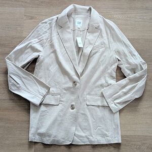 NWT Gap Women Linen Bedrock Beige Blazer Size Medium